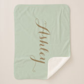 Chic Sage Green minimalistisches Monogramm Sherpa Sherpadecke (Vorderseite)