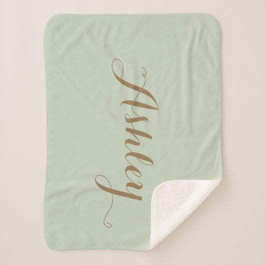 Chic Sage Green minimalistisches Monogramm Sherpa  Sherpadecke (Vorderseite)