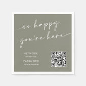 Chic Sage Green Modern WiFi Password Wedding Zeich Serviette (Vorderseite)
