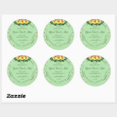 Chic Sage Green Product Labels Yellow Roses Juwele Runder Aufkleber (Blatt)