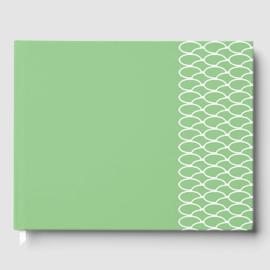 Chic Sage Green Right Offset Tile Waves Muster Gästebuch (Vorderseite)
