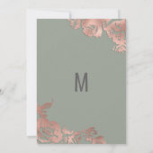 Chic Sage Green Rose Gold Floral Abend Einladung (Rückseite)