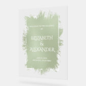 Chic Sage Green Splash Hochzeit Willkommen Acrylschild (Winkel)