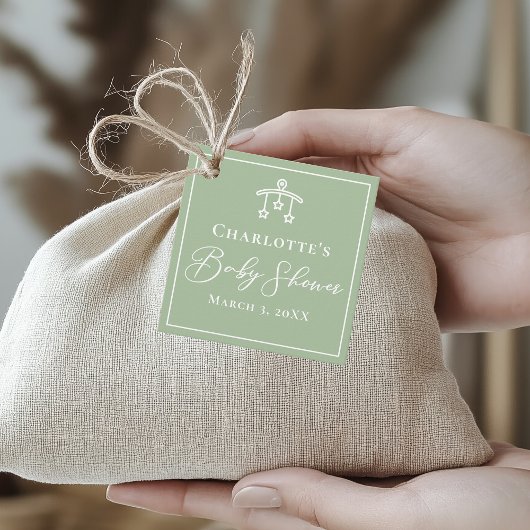 Chic Sage Green Toy Mobile Baby Dusche Geschenkanhänger