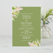 Chic Sage Green Tulip Floral Modern Einladung (Stehend Vorderseite)