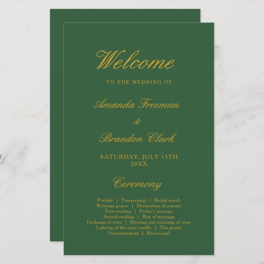 Chic Sage Green und Gold Elegante Hochzeit (Vorne/Hinten)