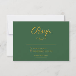 Chic Sage Green und Gold Elegante Hochzeit RSVP Karte