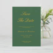 Chic Sage Green und Gold Elegante Hochzeit Save The Date (Stehend Vorderseite)