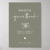 Chic Sage Green Wedding Foto Gästebuchsignatur Poster (Vorne)