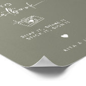 Chic Sage Green Wedding Foto Gästebuchsignatur Poster (Ecke)