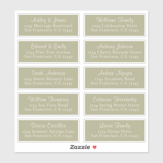 Chic Sage Green Wedding Guest Address Labels (Blatt)