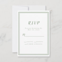 Chic Sage Green Wedding Simple Modern Minimalistis RSVP Karte