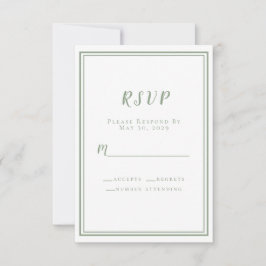 Chic Sage Green Wedding Simple Modern Minimalistis RSVP Karte