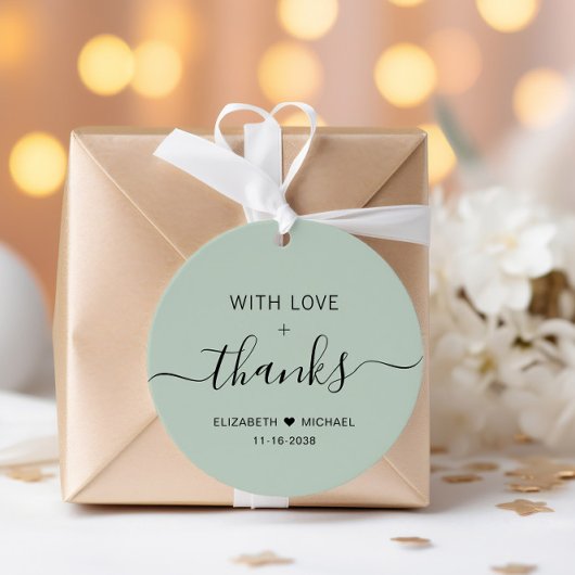 Chic Sage Green Wedding Vielen Dank Geschenkanhänger