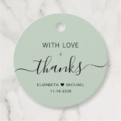 Chic Sage Green Wedding Vielen Dank Geschenkanhänger (Vorderseite)