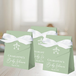 Chic Sage Green White Baby Dusche Personalisiert Geschenkschachtel