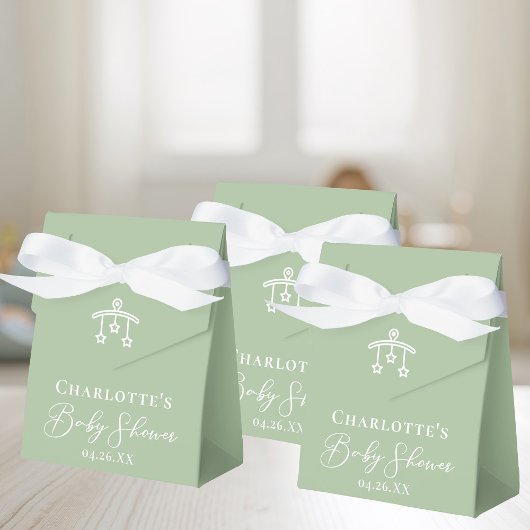 Chic Sage Green White Baby Dusche Personalisiert Geschenkschachtel