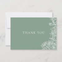 Chic Sage Green White Floral Danke Note Card
