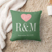 Chic sage green white monogram wedding keepaske kissen (Decke)