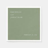 Chic Sage Green White Simple Wedkins Serviette (Vorderseite)