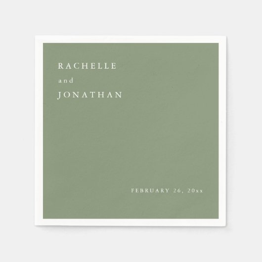 Chic Sage Green White Simple Wedkins Serviette (Vorderseite)