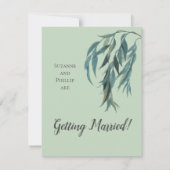 Chic Sage Green Willow Branch Minimale Hochzeit Einladung (Rückseite)