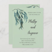 Chic Sage Green Willow Branch Minimale Hochzeit Einladung (Vorne/Hinten)