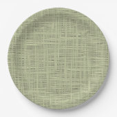 Chic Sage Herb Green Imitate Jute Fabric Muster Pappteller (Vorderseite)