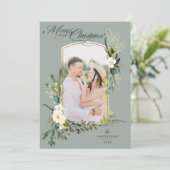 Chic Sage Weihnachten Botanisches Foto mit Gold (Stehend Vorderseite)