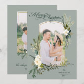 Chic Sage Weihnachten Botanisches Foto mit Gold (Vorne/Hinten)