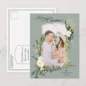Chic Sage Weihnachten Botanisches Foto mit Gold Postkarte (Vorne/Hinten)