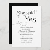 Chic sagte Ja Engagement Party Einladung (Vorne/Hinten)