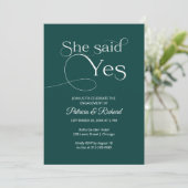 Chic sagte Ja Engagement Party Einladung (Stehend Vorderseite)