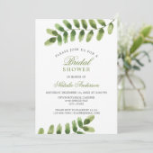 Chic Salbei Green Leaf Aquarell BRAUTPARTY Einladung (Stehend Vorderseite)