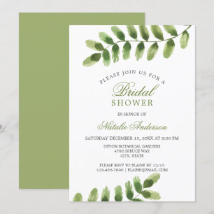 Chic Salbei Green Leaf Aquarell BRAUTPARTY Einladung