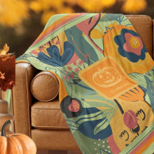 Chic Salbeigrün Senfgelb Herbst Floral Kürbis
