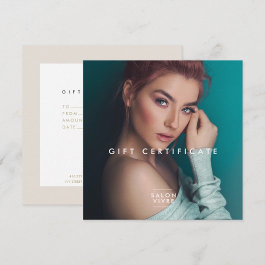 Chic Salon Geschenkgutschein Moderne Flat Card (Vorne/Hinten)