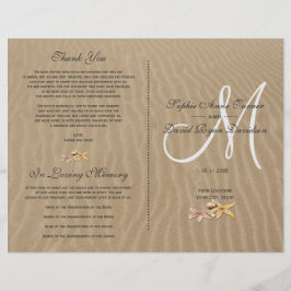 Chic Sand and and Starfish Beach Wedding Program Flyer