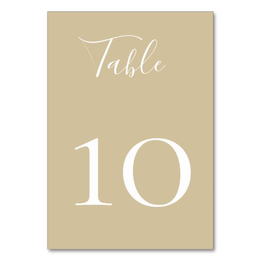 Chic Sand Beige Tischnummer Card (Vorderseite)