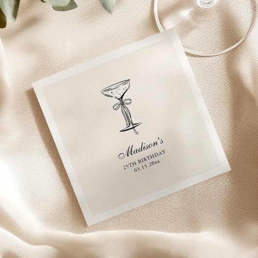 Chic Sand Champagne Birthday Party Serviette