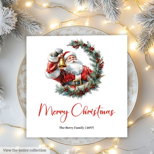 Chic Santa Claus Trendy Editable Christmas Napkin Serviette