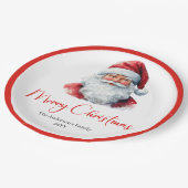 Chic Santa Claus Trendy Editable Christmas Plates Pappteller (Schrägansicht)
