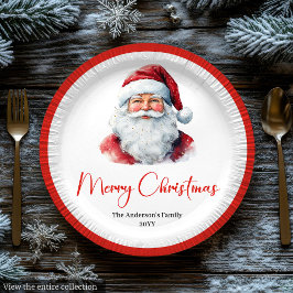 Chic Santa Claus Trendy Editable Christmas Plates Pappteller