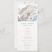 Chic Santorini Greece Watercolor Wedding Program Einladung (Vorderseite)
