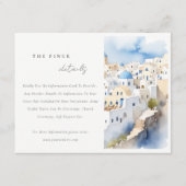 Chic Santorini Griechenland Watercolor Hochzeitsde Begleitkarte (Vorderseite)