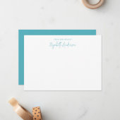 Chic Sapphire Blue Script Mitteilungskarte (Vorderseite/Rückseite Beispiel)