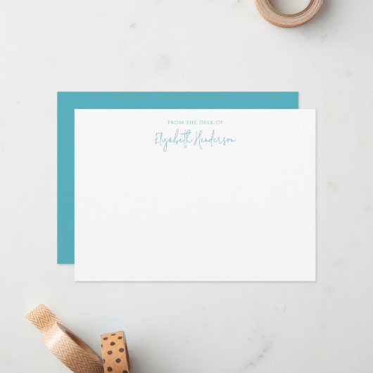Chic Sapphire Blue Script Mitteilungskarte (Vorderseite/Rückseite Beispiel)