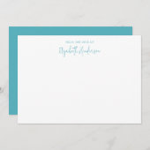 Chic Sapphire Blue Script Mitteilungskarte (Vorne/Hinten)
