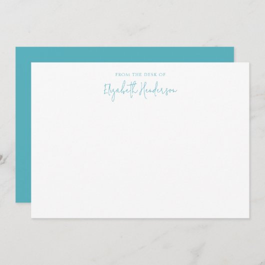 Chic Sapphire Blue Script Mitteilungskarte (Vorne/Hinten)