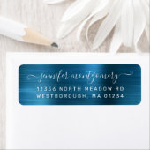 Chic Sapphire Brushed Metal Return Address Label (Insitu)